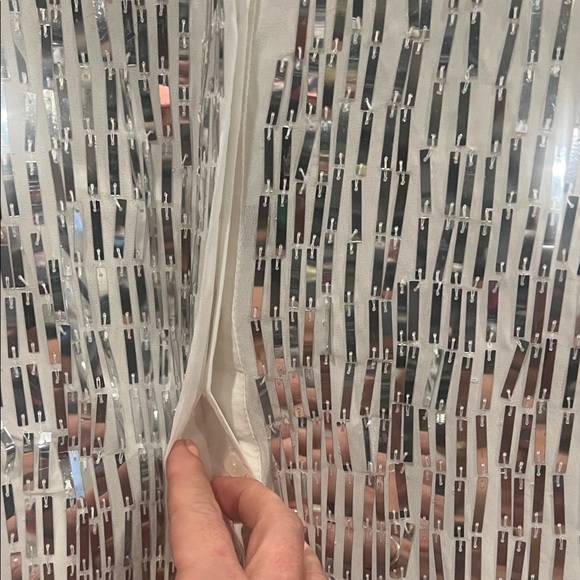 NWT-Boston Proper White Blouse with Silver Accents - Picture 5 of 13